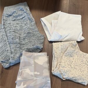 Stylish Leggings Set in Gray, White, and Beige